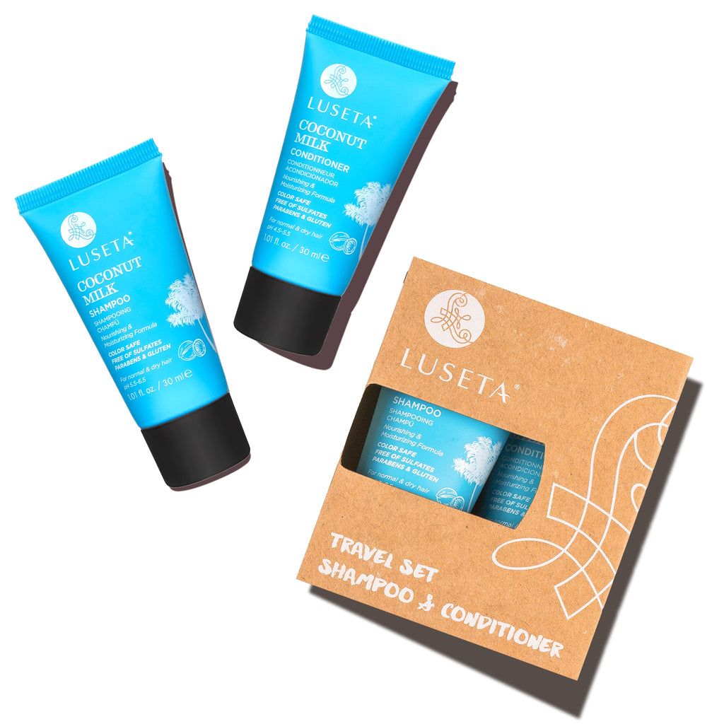 Travel Size Set Minis Luseta Beauty Coconut Milk Shampoo & Conditioner Set 2 x 1.01oz 
