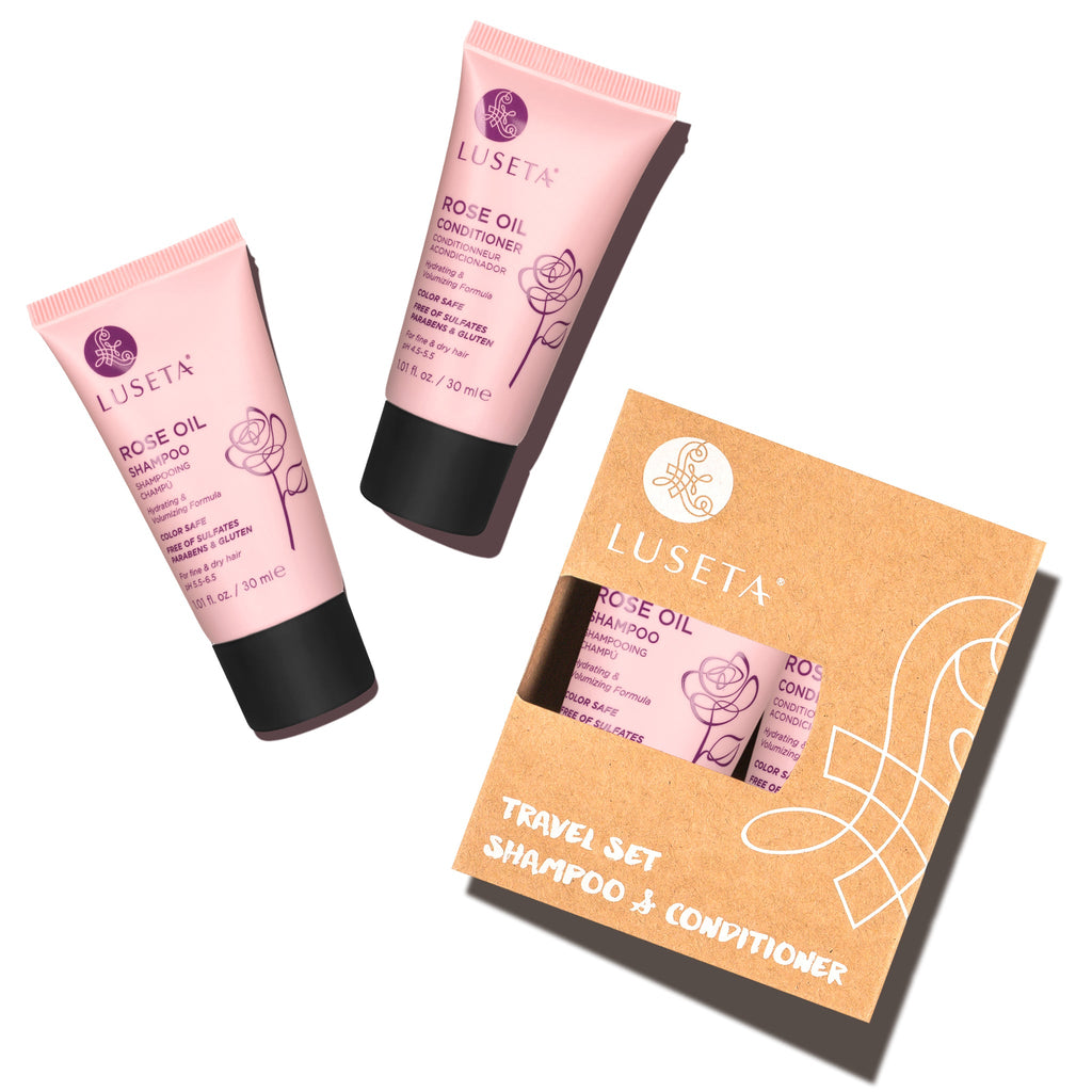 Travel Size Set Minis Luseta Beauty Rose Oil Shampoo & Conditioner Set 2 x 1.01oz 